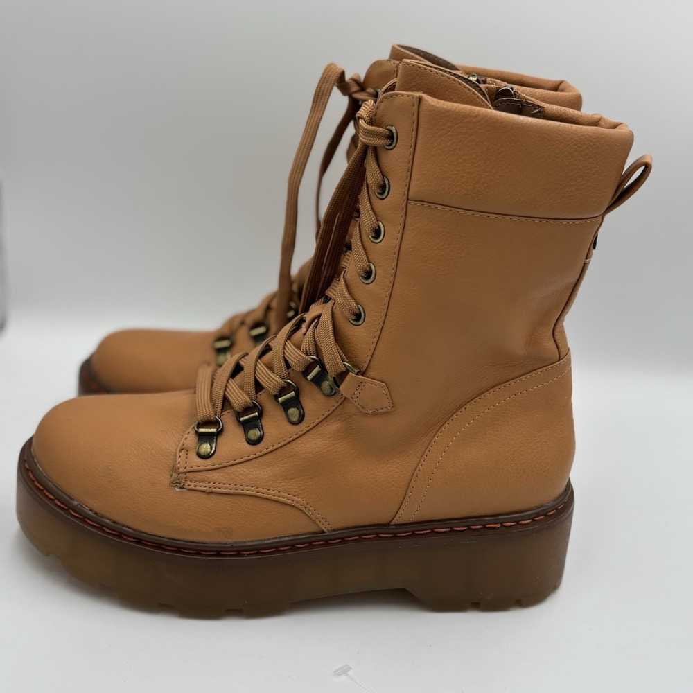 Sam Edelman Circus Vegan Combat Moto Boot Size 10 Camel Brown Tan‎ - Picture 4 of 9